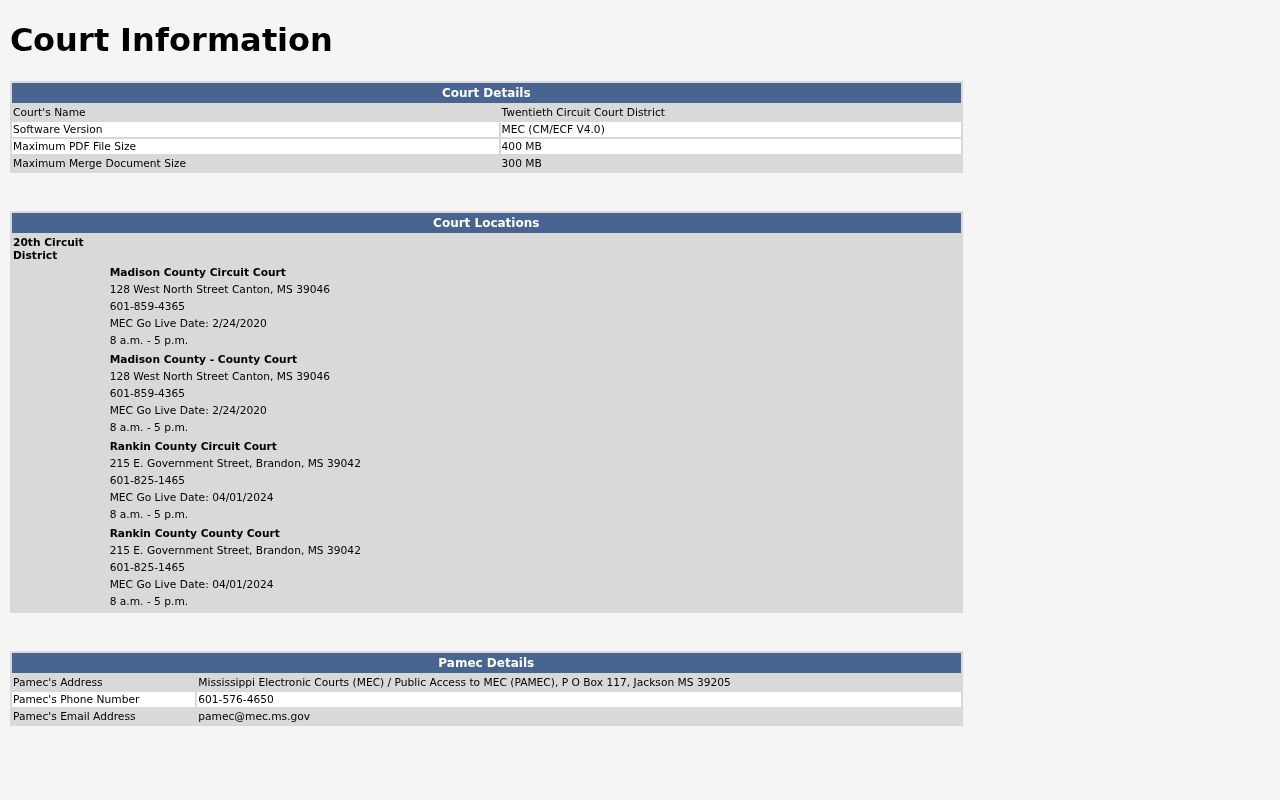 Madison County case lookup Twentieth Circuit MEC court details