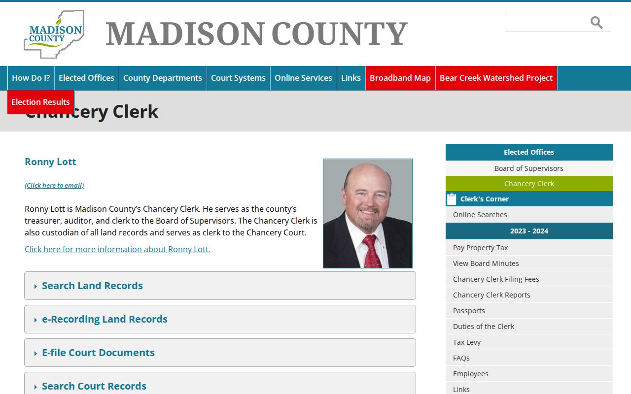 Madison County civil docket search Chancery Clerk information
