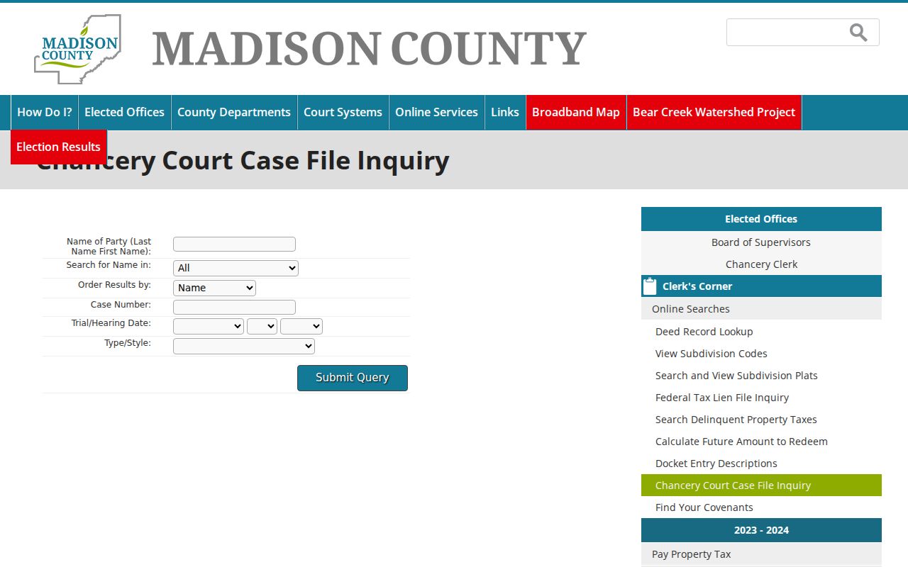 Madison County civil docket search Chancery case-file inquiry