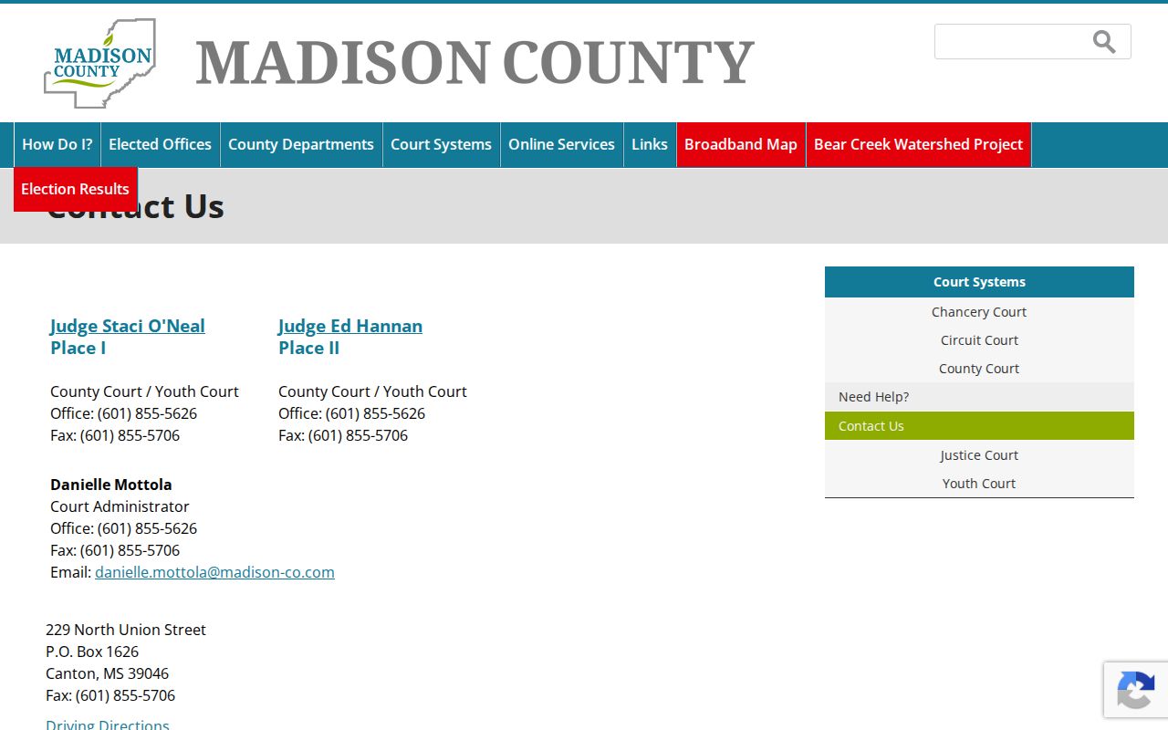 Madison County court dates County Court contact information