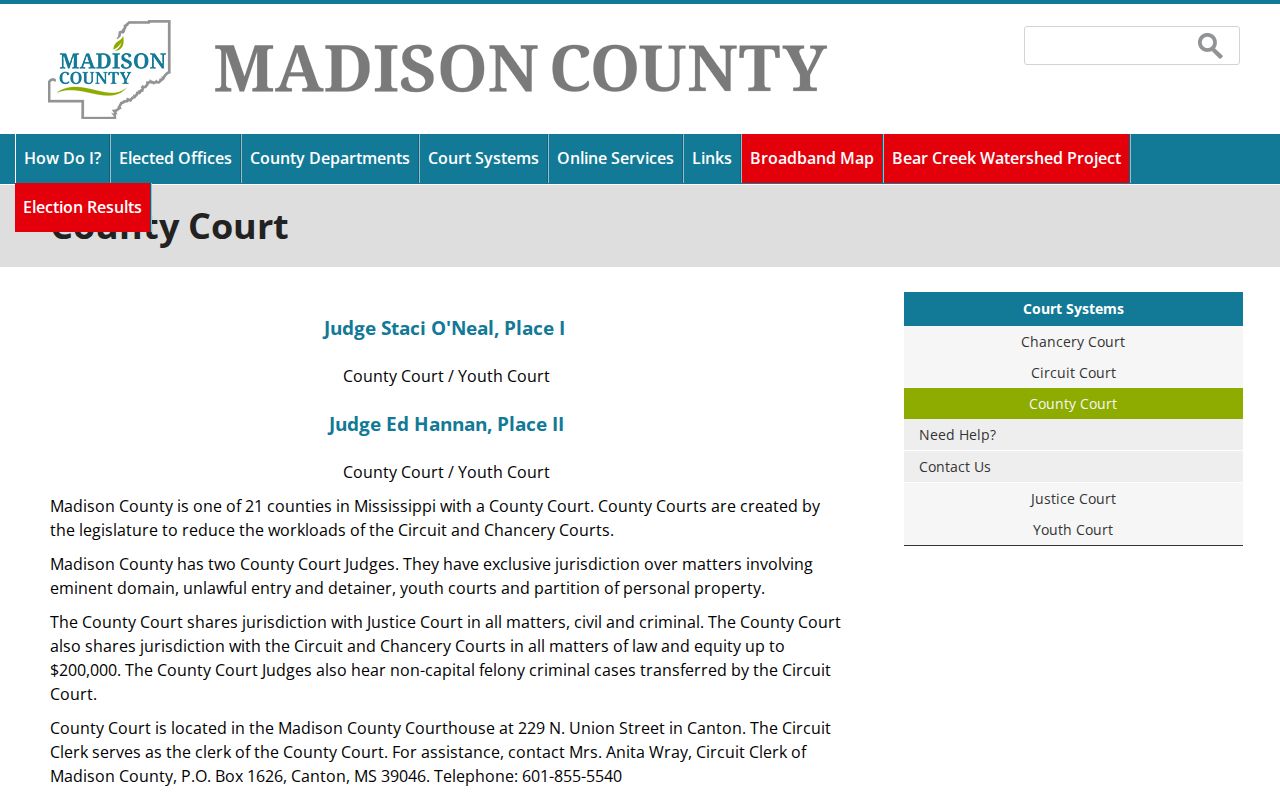 Madison County criminal docket search County Court information