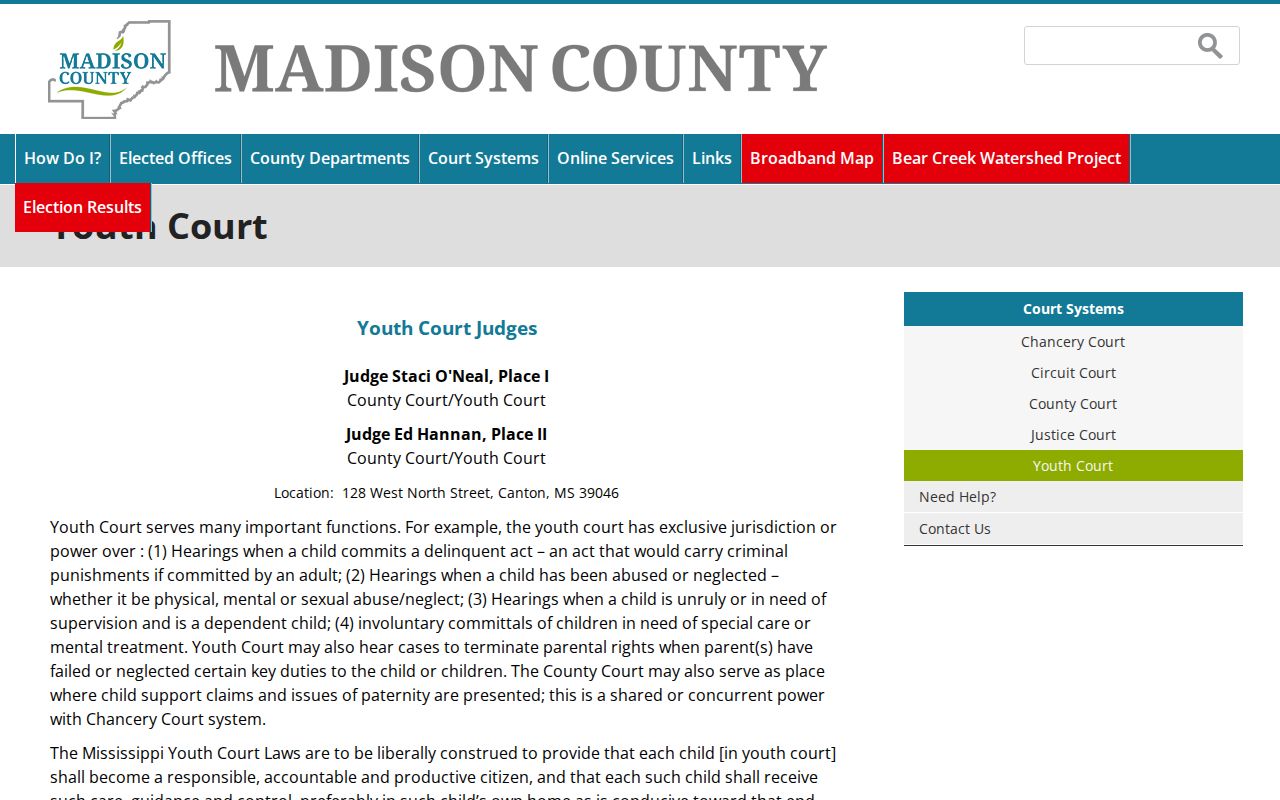 Madison County criminal docket search Youth Court access limits